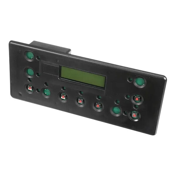 A black rectangular Wilbur Curtis control module with a green screen and buttons.