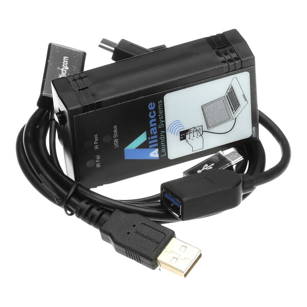 An Alliance Laundry USB-IR Interface kit with a black electronic device and a cable.