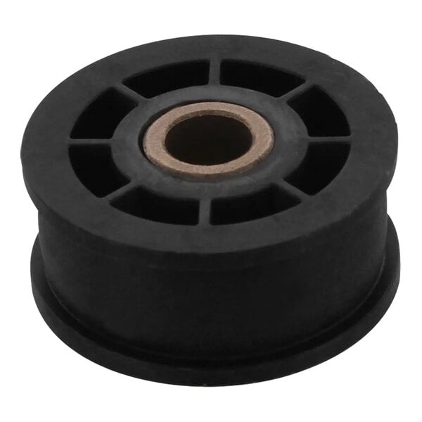 An Alliance Laundry black rubber idler wheel with a hole in the center.