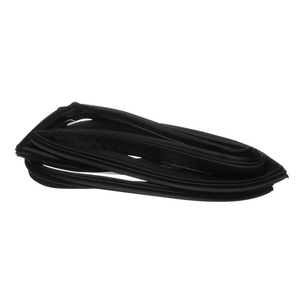 A black rubber seal on a white background.