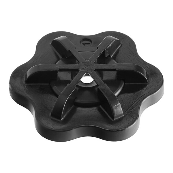 A black plastic Bunn sprayhead with six holes.