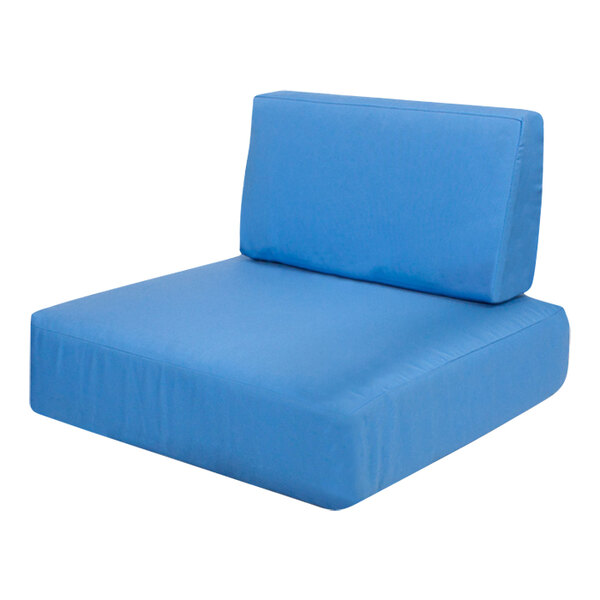 A BFM Seating Pacific Blue chair cushion on a white background.