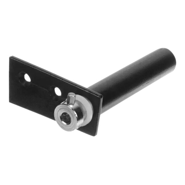 A black metal True Refrigeration cartridge hinge with a round metal end.