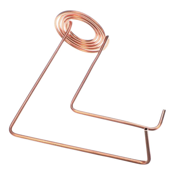 A copper coil on a white background with a spiral.