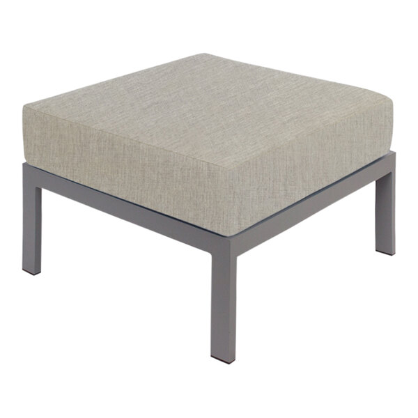 A BFM Seating grey ottoman with a metal frame and a white cushion.