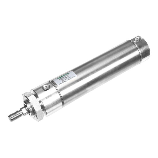 A silver Cleveland air cylinder with a metal handle and a screw.