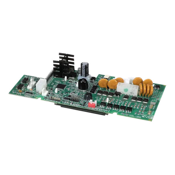 A green circuit board with many different components.