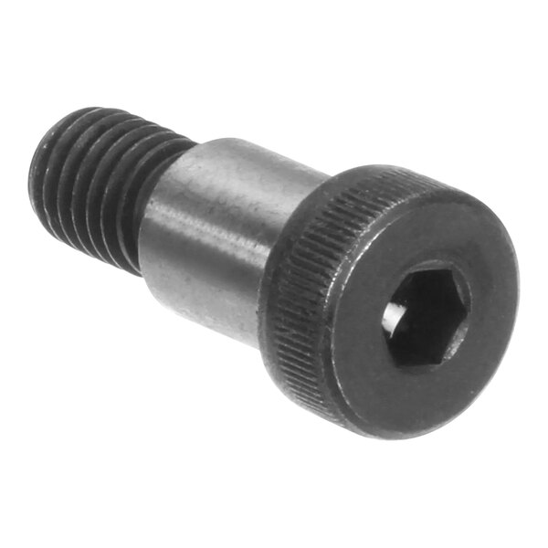 A close-up of a Cleveland shoulder bolt with a black nut on it.