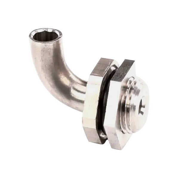 A metal Wilbur Curtis sprayhead fitting with a nut on the end.