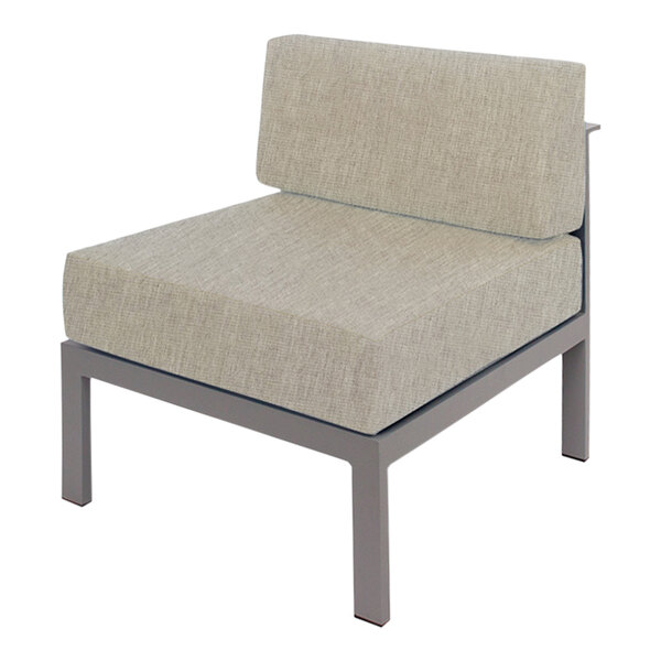 A BFM Seating armless middle sofa section with a Sunbrella granite gray cushion.