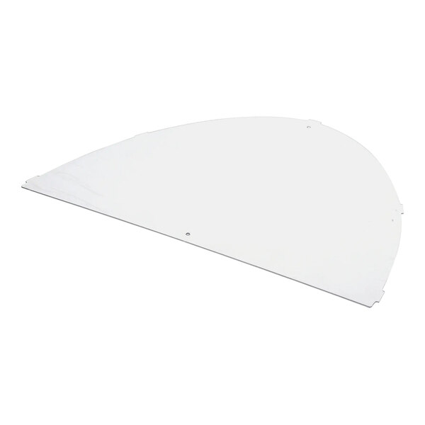 A white plastic half circle with a hole in it.