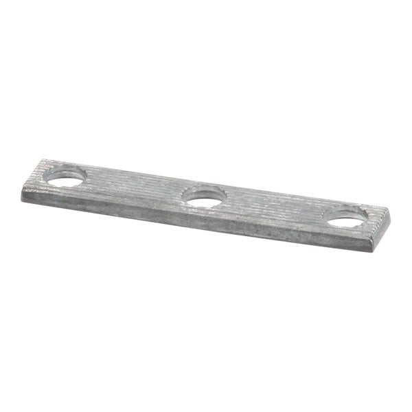 A silver rectangular Traulsen plate adjusting bracket with three holes.