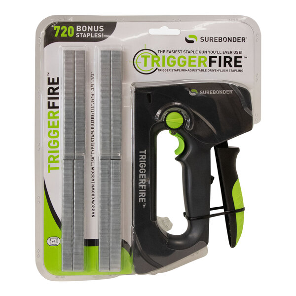 A Surebonder TriggerFire plastic staple gun kit in packaging.