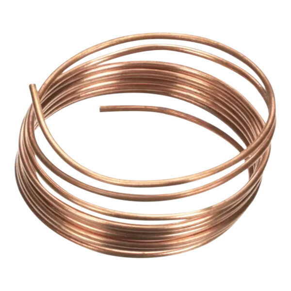 A close-up of a coil of copper cap tube wire.