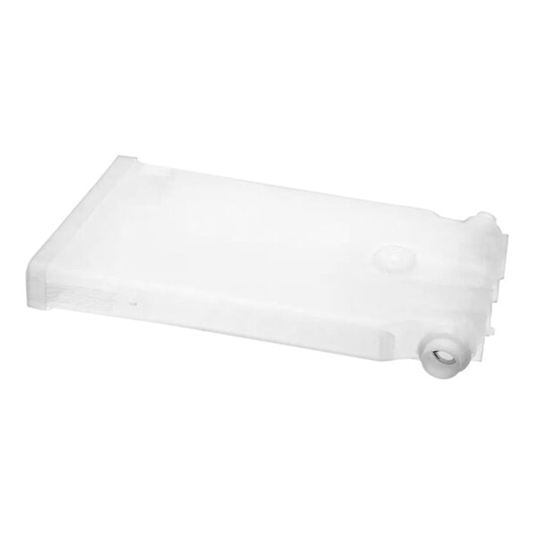 A white rectangular plastic canister with a metal handle.