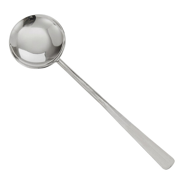 An American Metalcraft Amano Collection stainless steel serving spoon with a long handle.