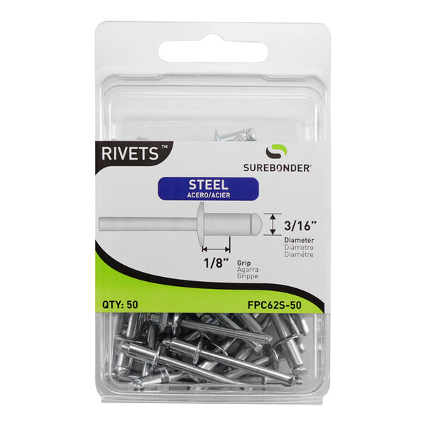 A package of Surebonder heavy-duty steel rivets.