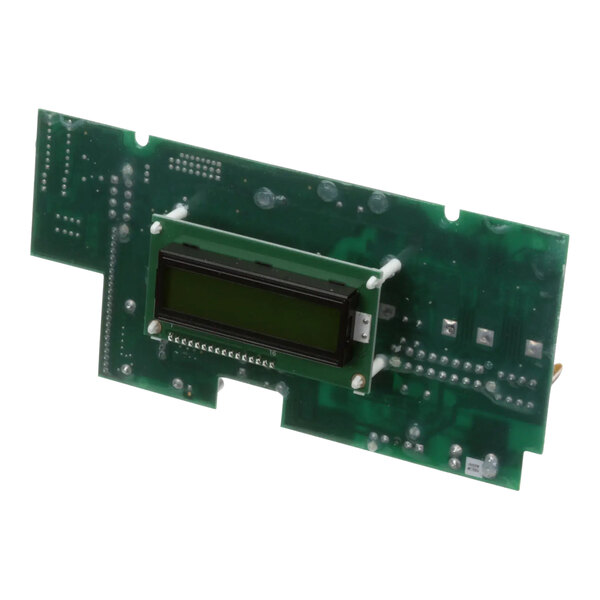 A green circuit board with a black display.