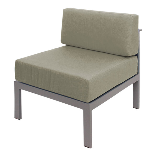 A BFM Seating Belmar armless middle sofa section with a sea salt green cushion.