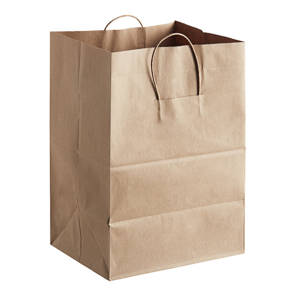 A Duro brown paper bag with handles.