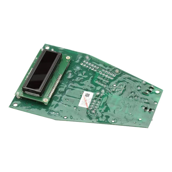 A green circuit board with a black rectangular screen.