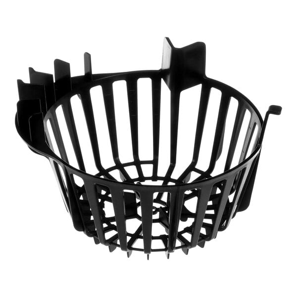 A black plastic Bunn infusion basket with ribs.