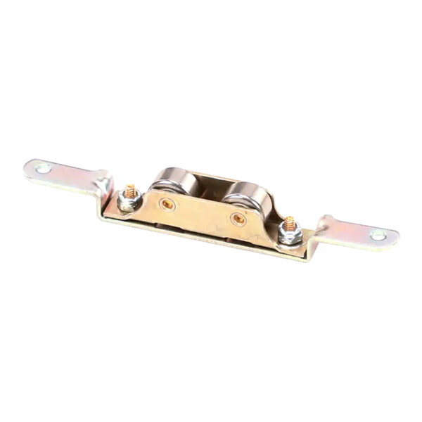 A Traulsen custom needle bearing roller with metal wheels and screws.