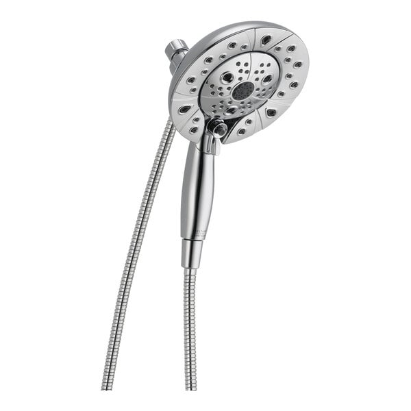A Delta In2ition hand shower and showerhead with Lumicoat Chrome finish.