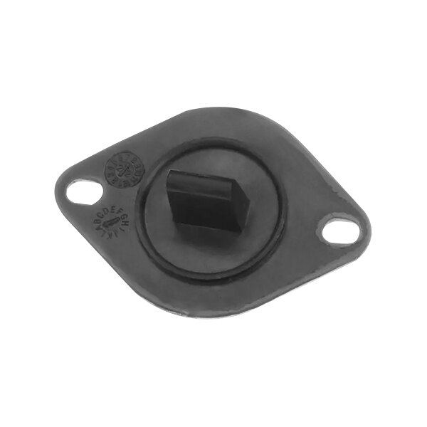 A black plastic object with a hole in it.