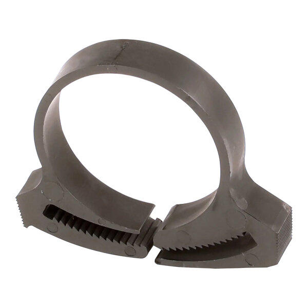 A black plastic Fetco hose clamp with two holes.