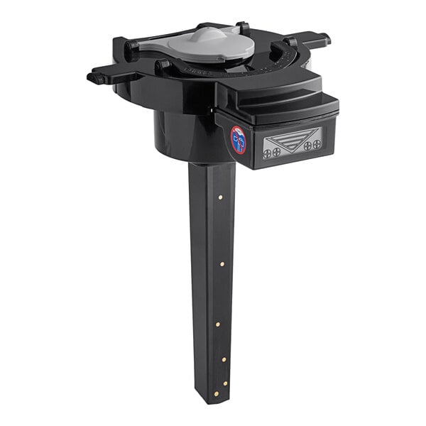 A black and gray Fetco top cover and funnel assembly.