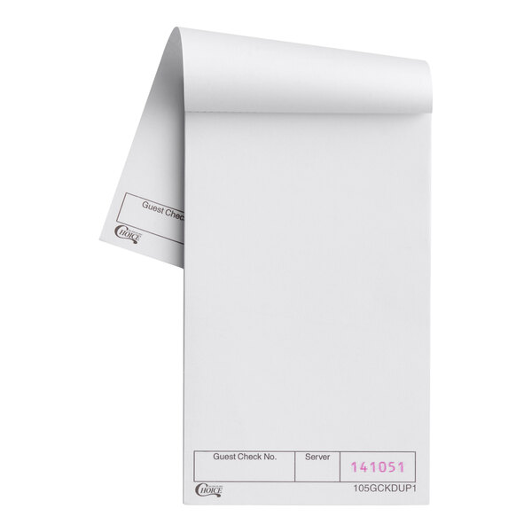 Choice 1 Part White Blank Guest Check with Carbon Sheet - 10/Pack