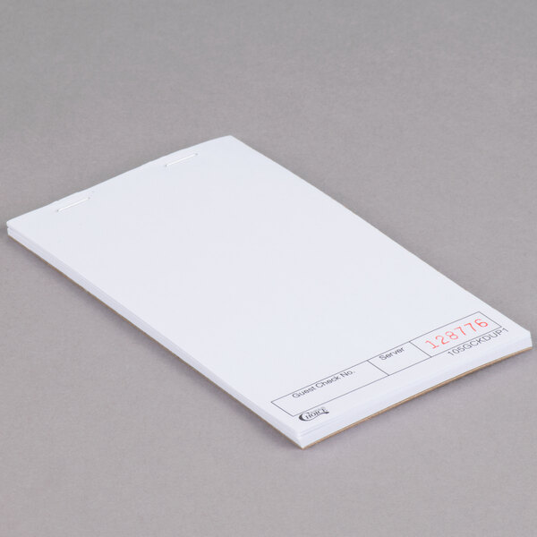 Choice 1 Part White Blank Guest Check with Carbon Sheet - 10/Pack