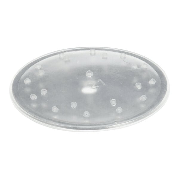 A clear plastic Bunn Sprayhead Assembly with holes.