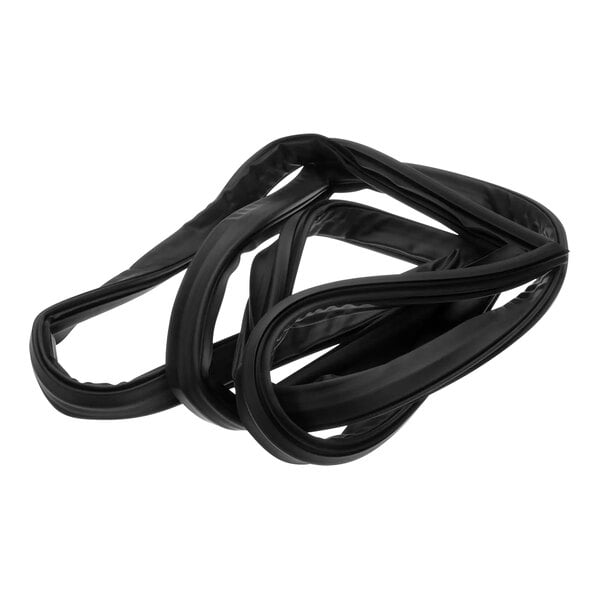 A black rubber seal on a white background.