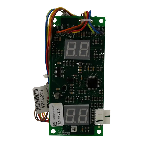 Alliance Laundry D512218P hybrid display circuit board with wires and numbers.