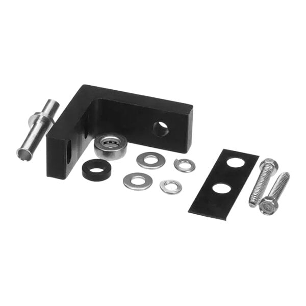 A black rectangular True Refrigeration hinge assembly with bolts and nuts.