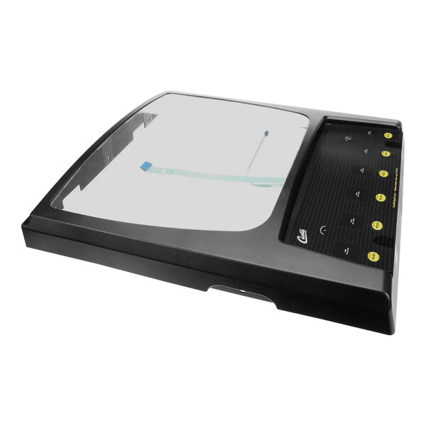 A rectangular black Wilbur Curtis door assembly with a clear screen on a white background.