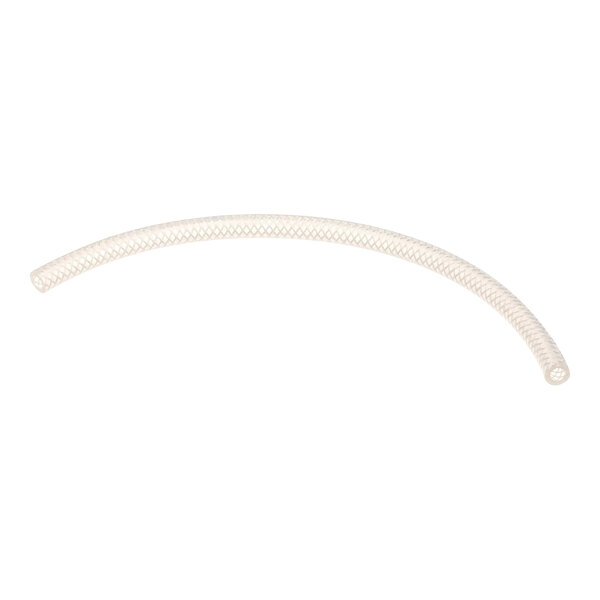 A close-up of a white braided flexible tube.
