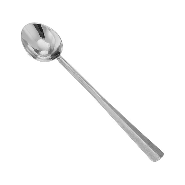 An American Metalcraft stainless steel salad serving spoon with a handle.