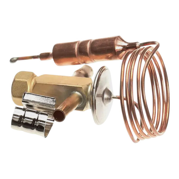 A copper Traulsen TXV pressure valve with hoses.