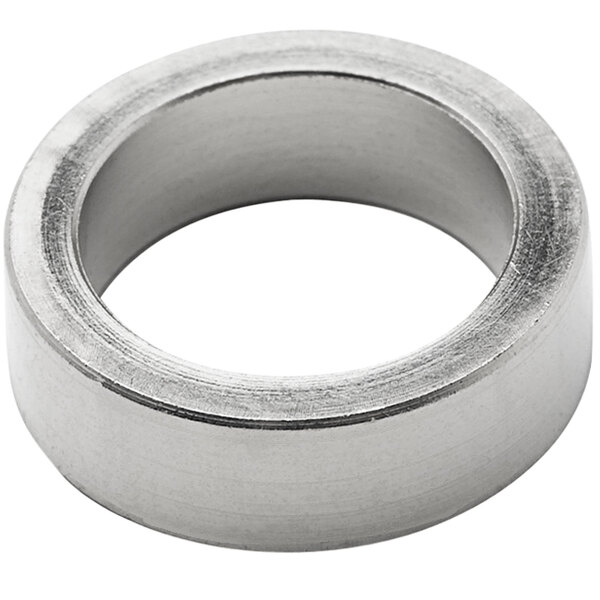 A silver ring with a white circle and black border.