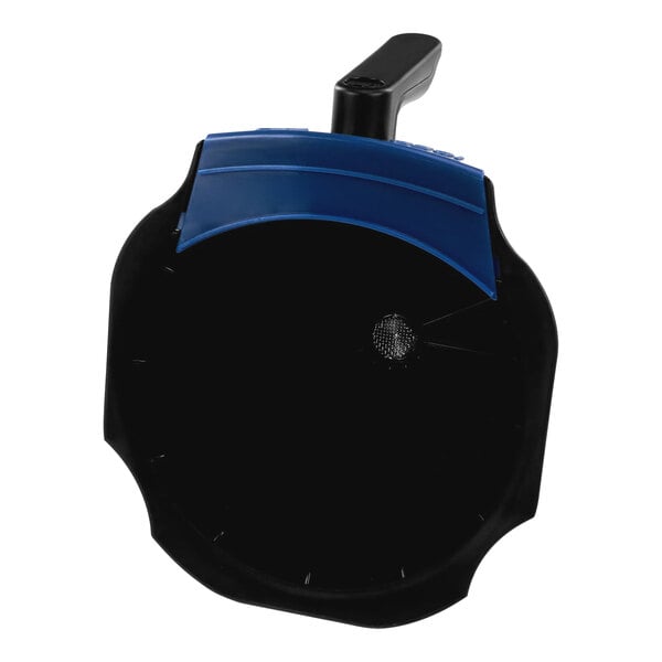A black and blue plastic Brew Cone assembly with a black handle.