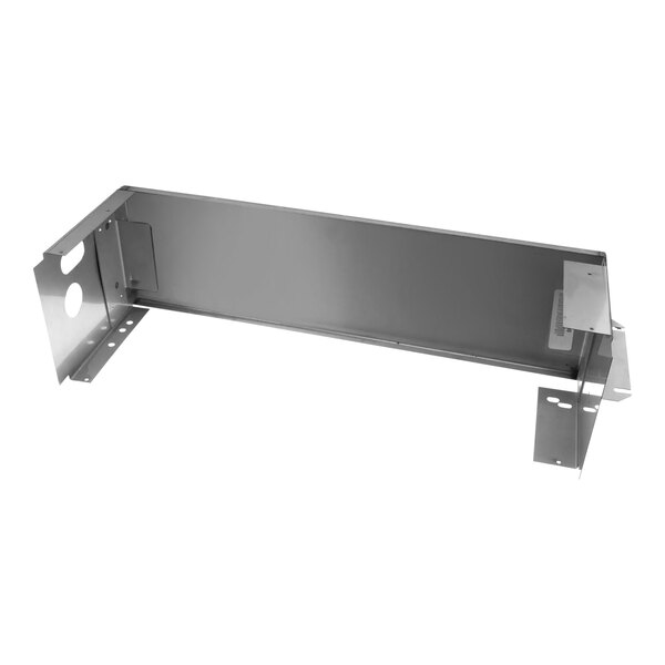 A metal pan evaporator with a metal frame and rectangular holes.