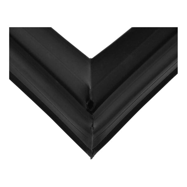 A close up of a black True Refrigeration gasket corner.