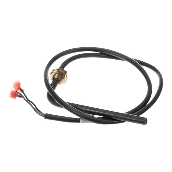 A black cable with two wires and a red and white connector.