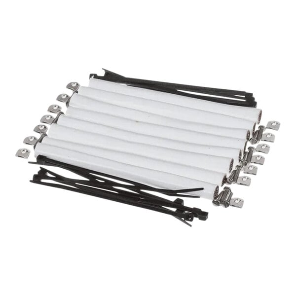 A group of white and black electrical cords.