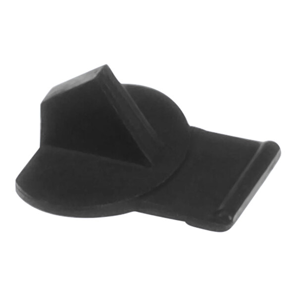 A black plastic Bunn Brew Start button with a triangle on it.