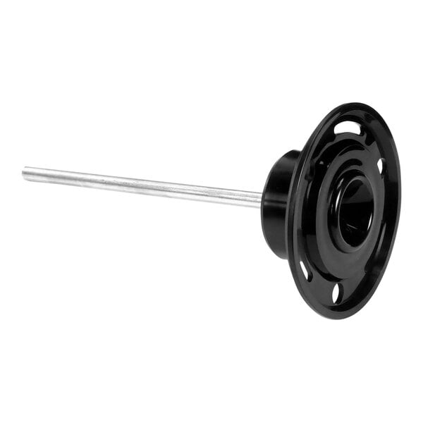 A black and silver Fetco Tpd-30 funnel assembly with a long metal handle.