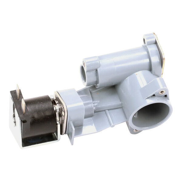 A grey plastic Bunn valve assembly with a black and silver metal connector.